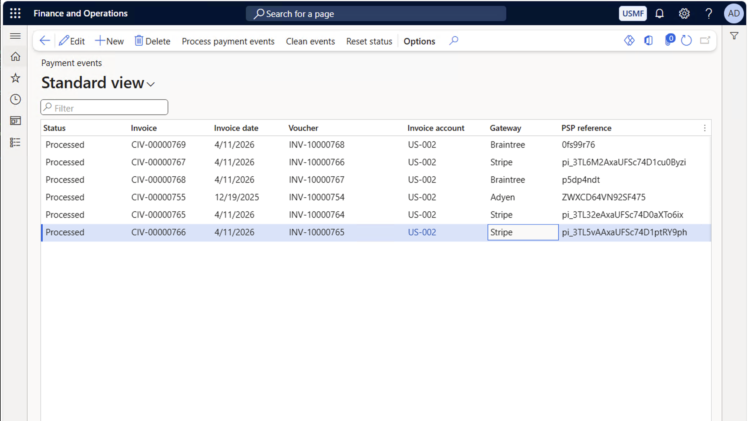 Dynamics 365 F&O Payment events — payments automatically written back from CustPortal365